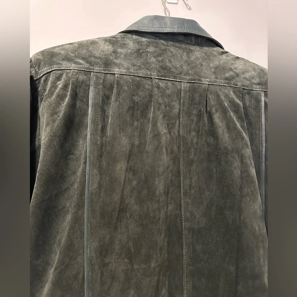 Naturel Women's Vintage Leather Jacket in Green - Picture 12 of 12